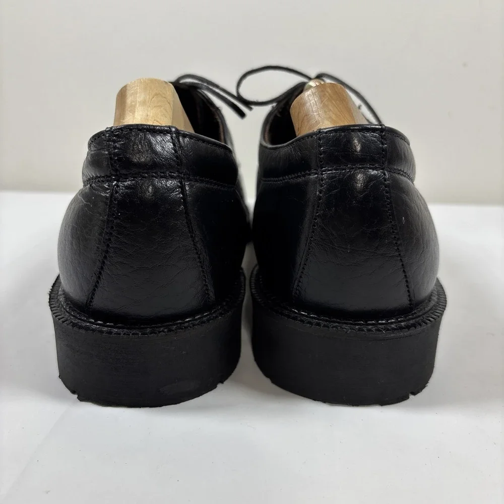 H.S. TRASK Mens 12W Black Authentic Bison Leather Oxford Derby Shoes 1151 USA